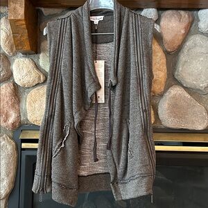 Neon Buddha Open Front Metal Zipper Accents Moto Vest, Size M-L, NWT